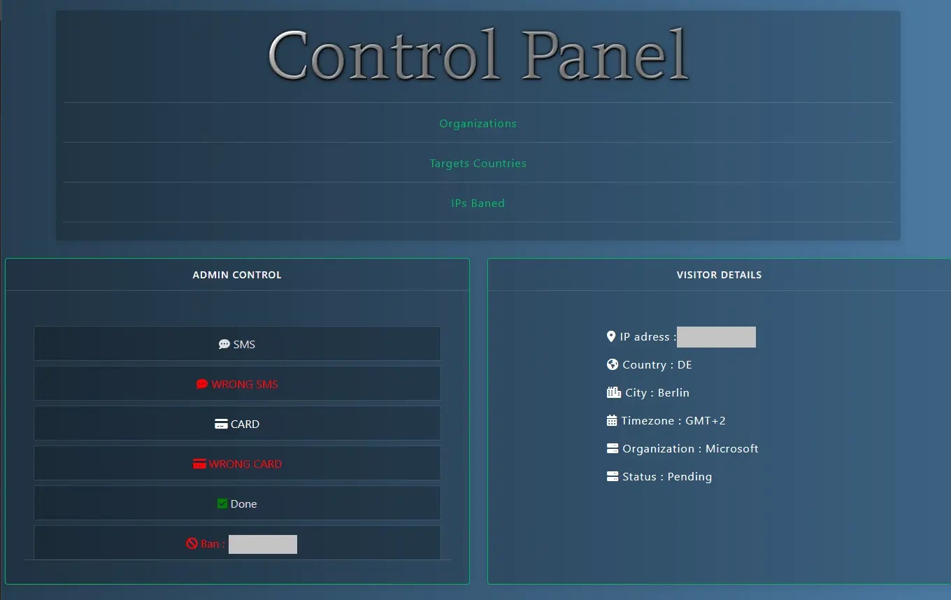 Πίνακας διαχείρισης (Πηγή - Securelist)
